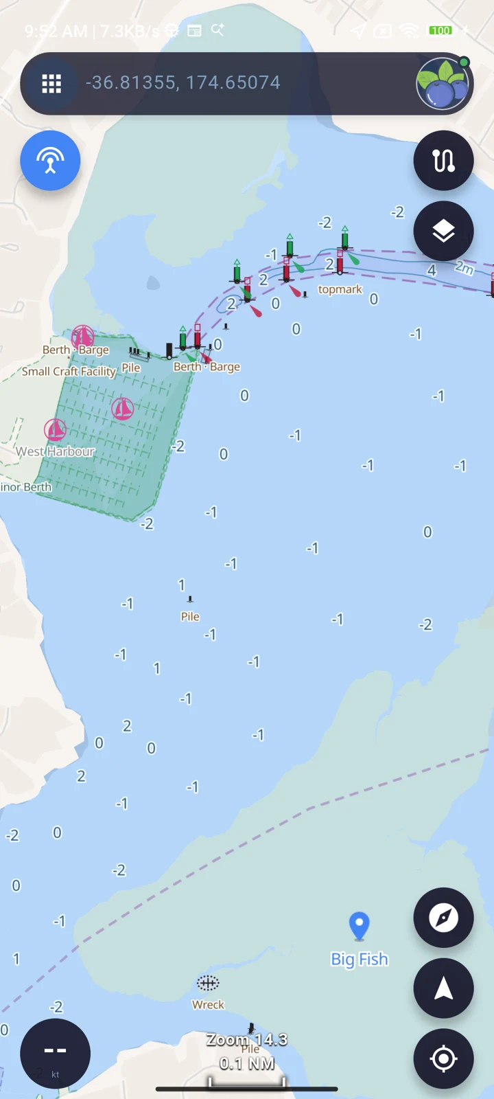 Explore nautical charts with seamarks, coastal details and useful points on the map.