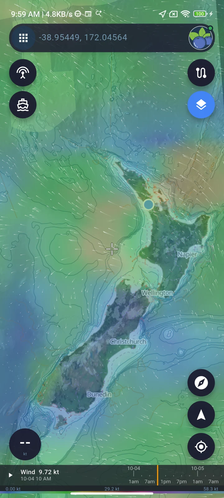 Explore wind, waves, rain and other forecast layers. Cache weather data before leaving coverage.